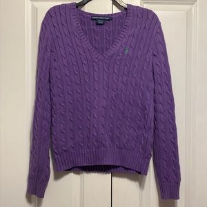 Ralph Lauren Sport Women's Purple Cable Knit Sweater, Size Large